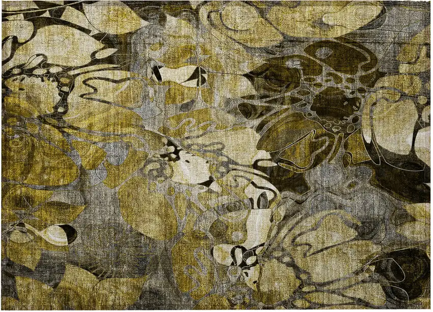 Green and Brown Abstract Washable Indoor Outdoor Area Rug Photo 5