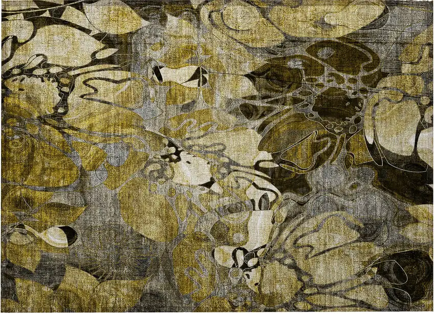 Green and Brown Abstract Washable Indoor Outdoor Area Rug Photo 5