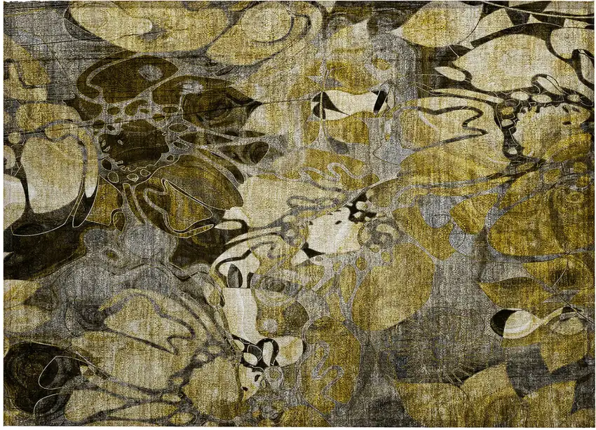 Green and Brown Abstract Washable Indoor Outdoor Area Rug Photo 2
