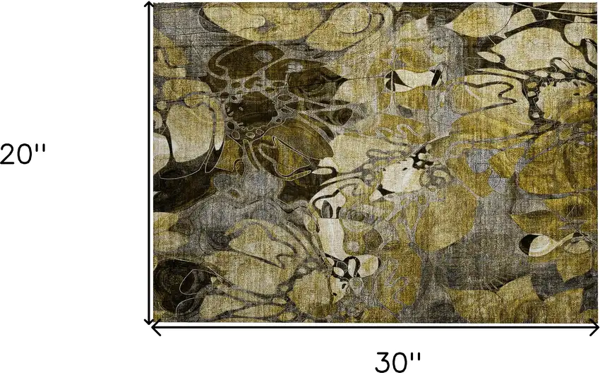 Green and Brown Abstract Washable Indoor Outdoor Area Rug Photo 3