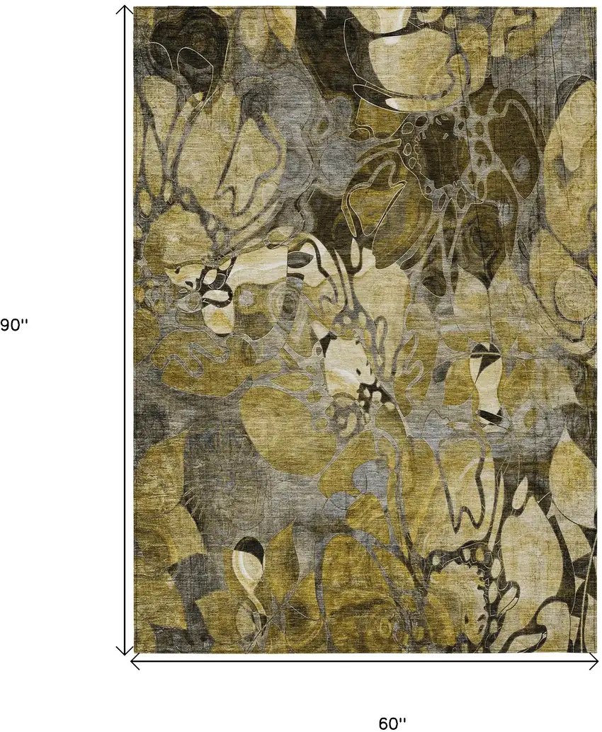 Green and Brown Abstract Washable Indoor Outdoor Area Rug Photo 3