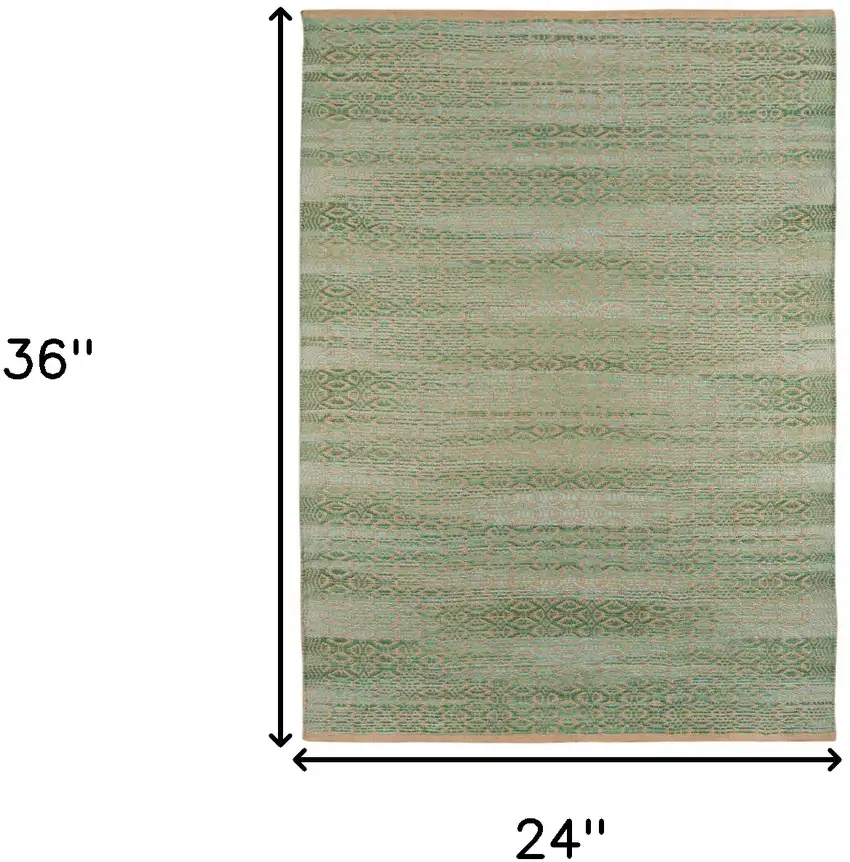 Green and Brown Geometric Flatweave Handmade Area Rug Photo 7