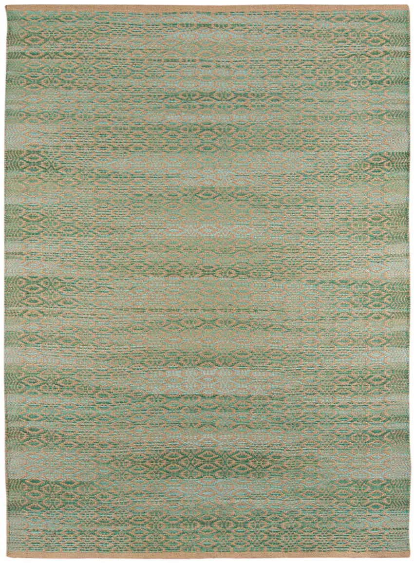 Green and Brown Geometric Flatweave Handmade Area Rug Photo 1