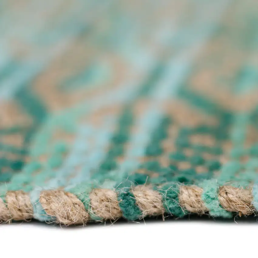 Green and Brown Geometric Flatweave Handmade Area Rug Photo 5