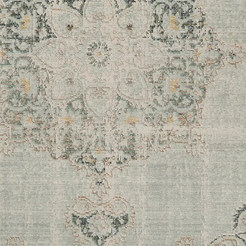 Green and Brown Medallion Power Loom Distressed Area Rug Photo 7