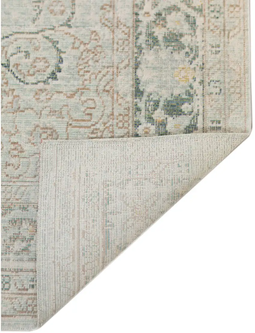 Green and Brown Medallion Power Loom Distressed Area Rug Photo 3