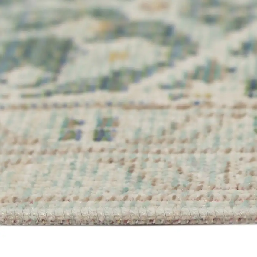 Green and Brown Medallion Power Loom Distressed Area Rug Photo 8