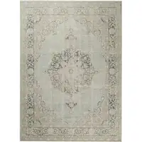Photo of Green and Brown Medallion Power Loom Distressed Area Rug