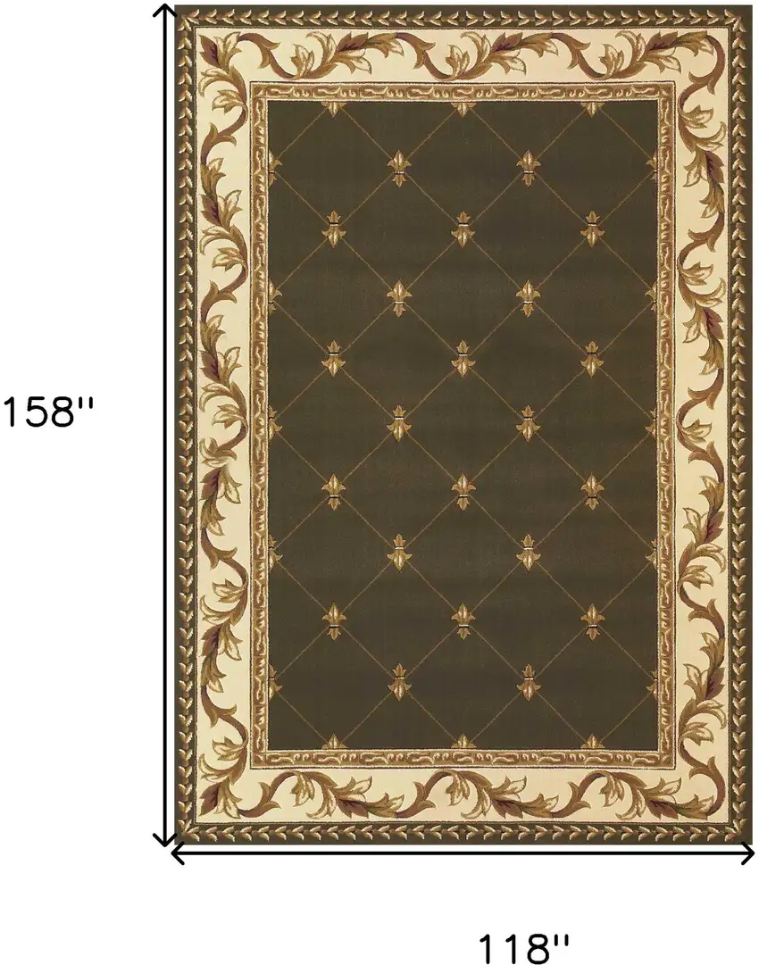 Green and Brown Oriental Area Rug Photo 6