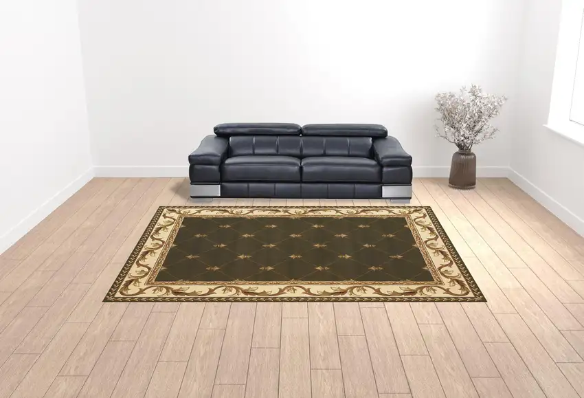 Green and Brown Oriental Area Rug Photo 2