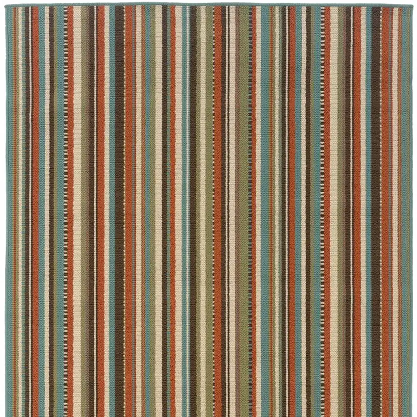 Green and Brown Striped Indoor Outdoor Area Rug Photo 5