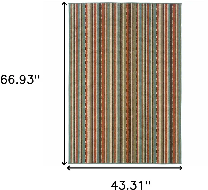Green and Brown Striped Indoor Outdoor Area Rug Photo 6