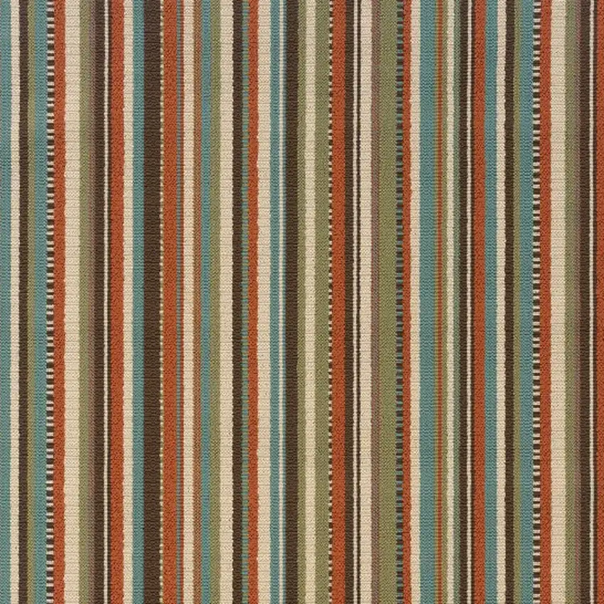 Green and Brown Striped Indoor Outdoor Area Rug Photo 4