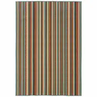 Photo of Green and Brown Striped Indoor Outdoor Area Rug