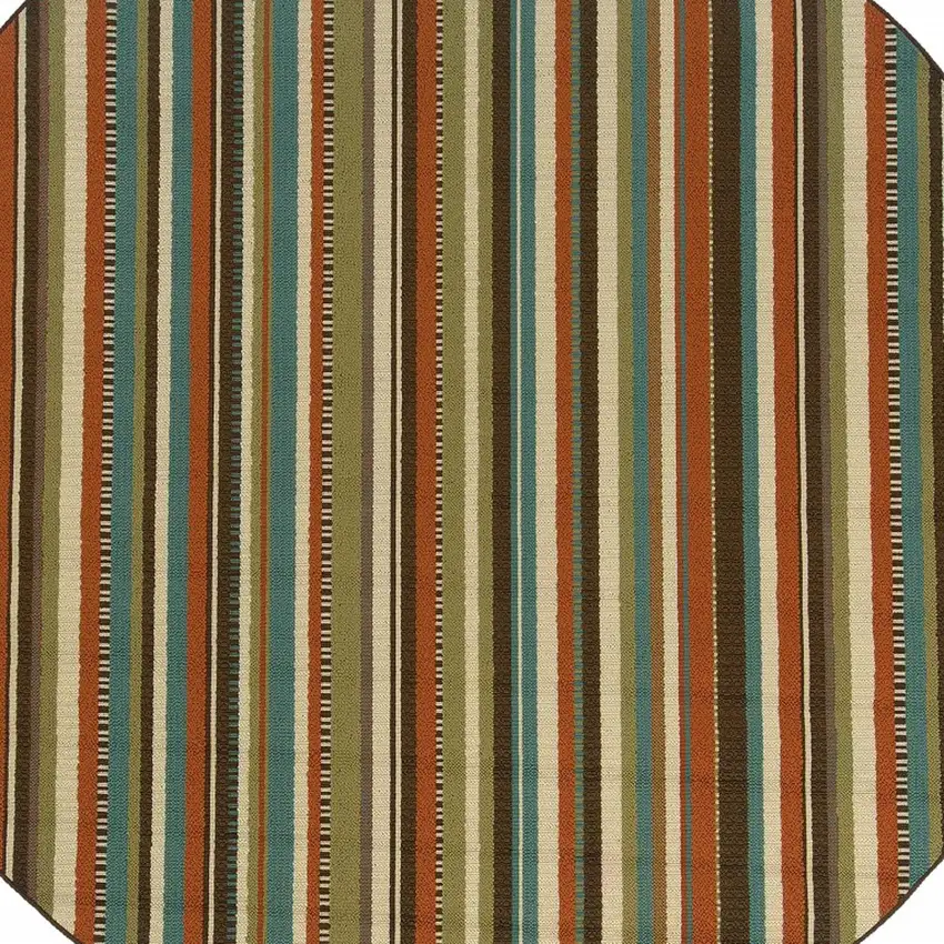 Green and Brown Striped Indoor Outdoor Area Rug Photo 4