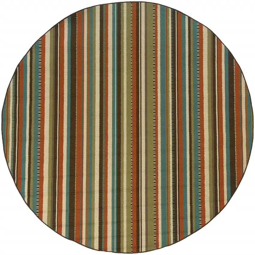 Green and Brown Striped Indoor Outdoor Area Rug Photo 5