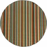 Photo of Green and Brown Striped Indoor Outdoor Area Rug