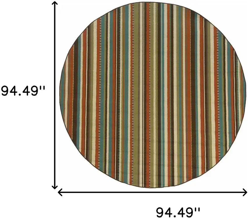 Green and Brown Striped Indoor Outdoor Area Rug Photo 6