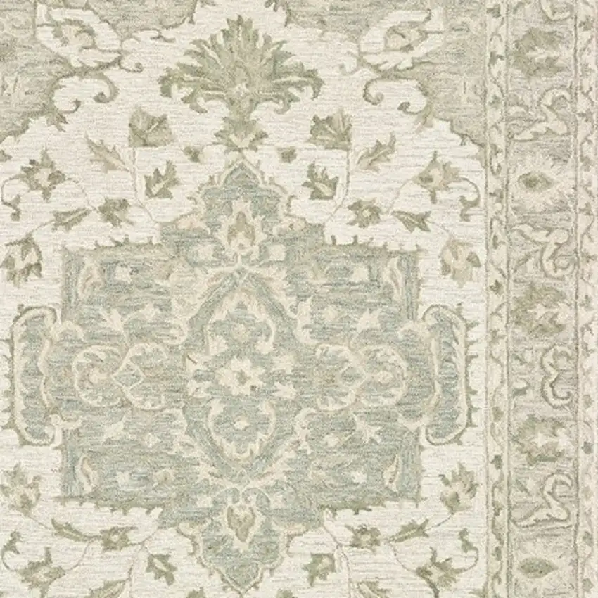 Green and Cream Medallion Area Rug Photo 6