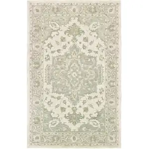 Photo of Green and Cream Medallion Area Rug