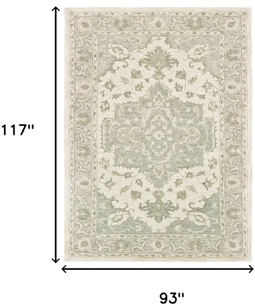 Green and Cream Medallion Area Rug Photo 3