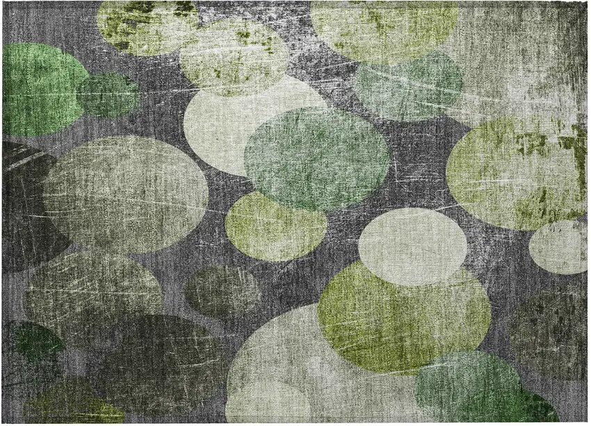 Green and Gray Abstract Washable Non Skid Indoor Outdoor Area Rug Photo 4