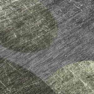 Photo of Green and Gray Abstract Washable Non Skid Indoor Outdoor Area Rug