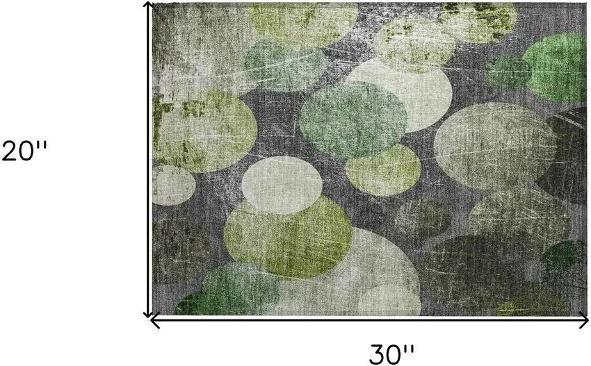 Green and Gray Abstract Washable Non Skid Indoor Outdoor Area Rug Photo 3