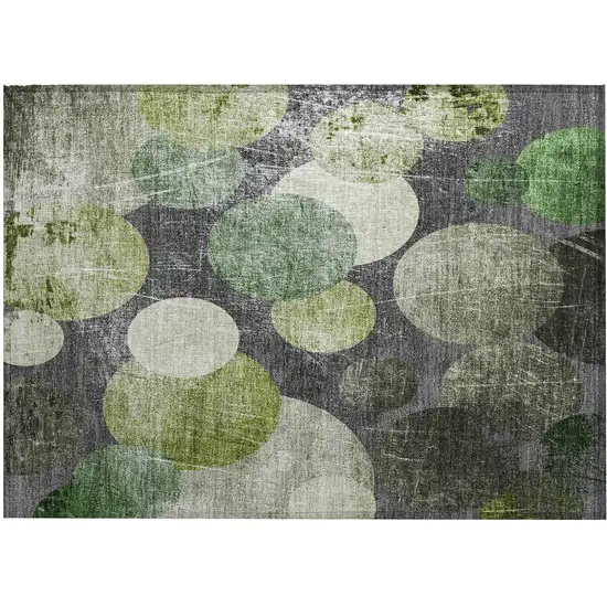 Green and Gray Abstract Washable Non Skid Indoor Outdoor Area Rug Photo 2