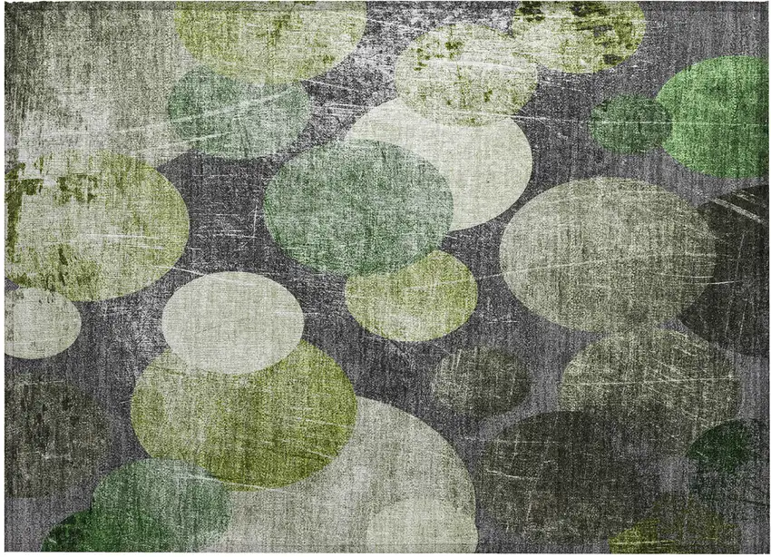 Green and Gray Abstract Washable Non Skid Indoor Outdoor Area Rug Photo 2