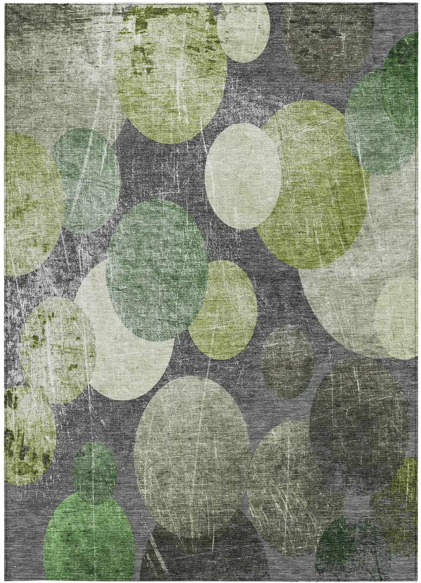 Green and Gray Abstract Washable Non Skid Indoor Outdoor Area Rug Photo 2
