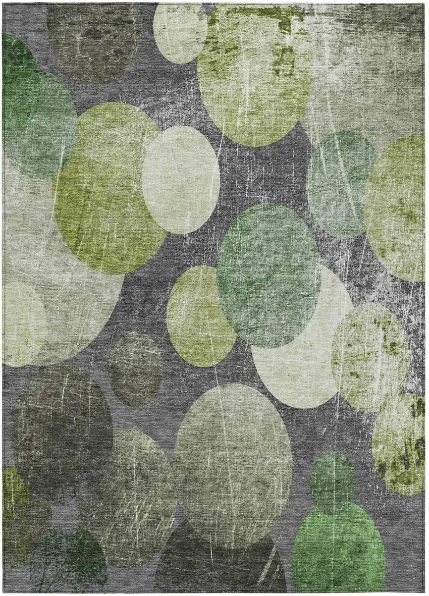 Green and Gray Abstract Washable Non Skid Indoor Outdoor Area Rug Photo 2
