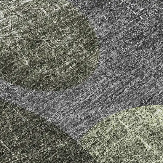 Green and Gray Abstract Washable Non Skid Indoor Outdoor Area Rug Photo 6