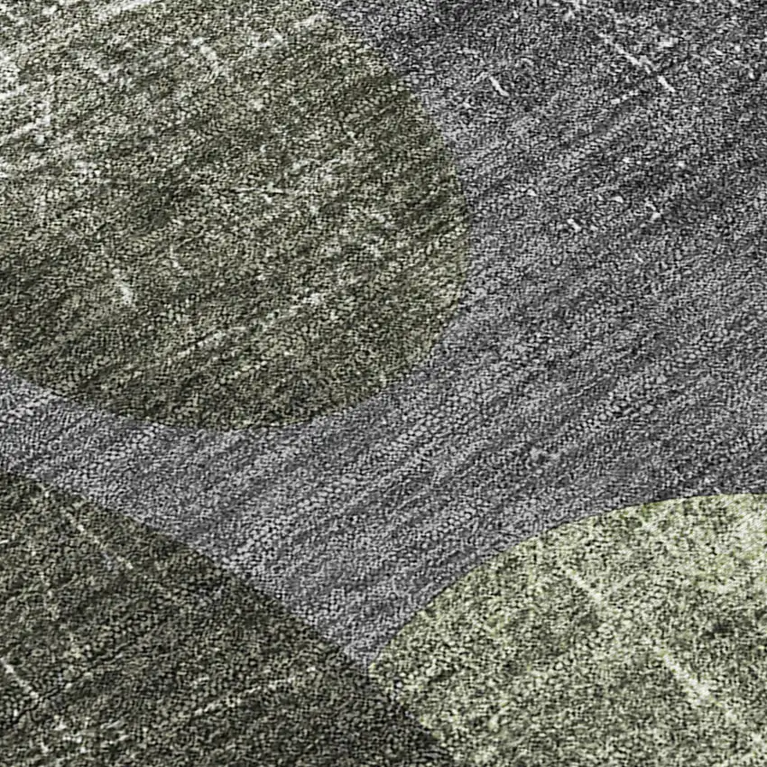 Green and Gray Abstract Washable Non Skid Indoor Outdoor Area Rug Photo 6