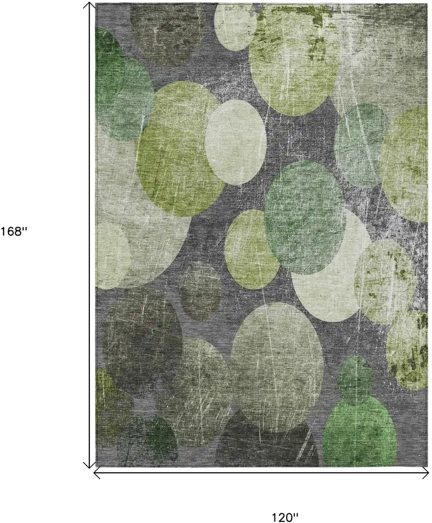 Green and Gray Abstract Washable Non Skid Indoor Outdoor Area Rug Photo 3