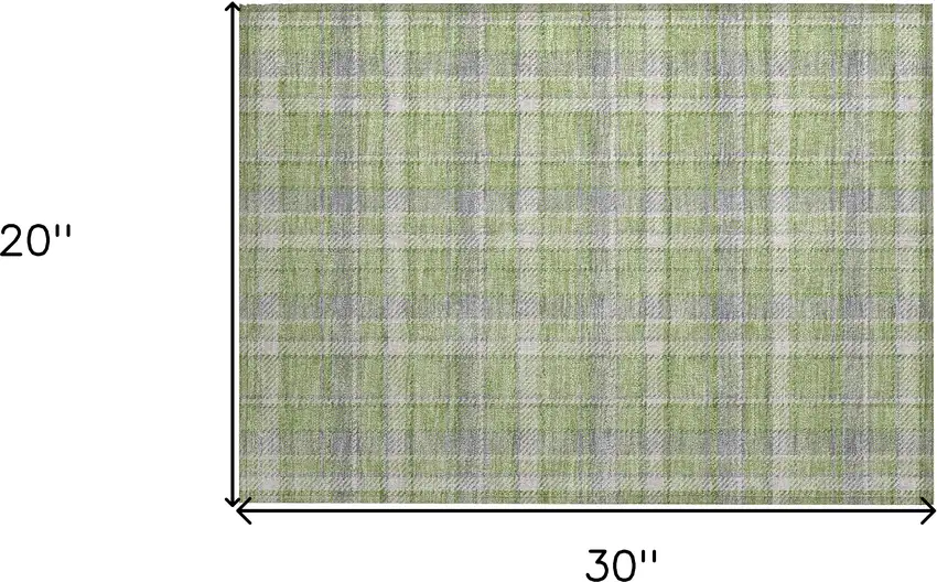 Green and Gray Plaid Washable Non Skid Indoor Outdoor Area Rug Photo 3
