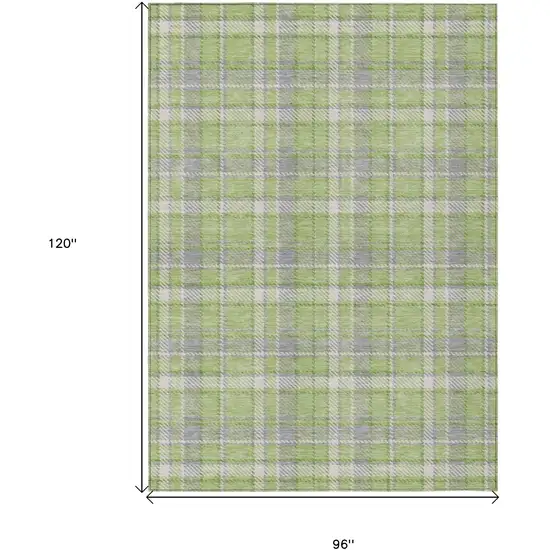 Green and Gray Plaid Washable Non Skid Indoor Outdoor Area Rug Photo 7