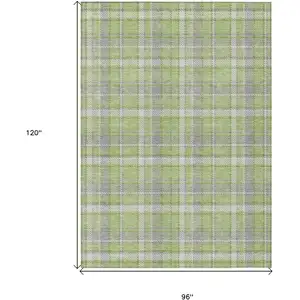 Photo of Green and Gray Plaid Washable Non Skid Indoor Outdoor Area Rug