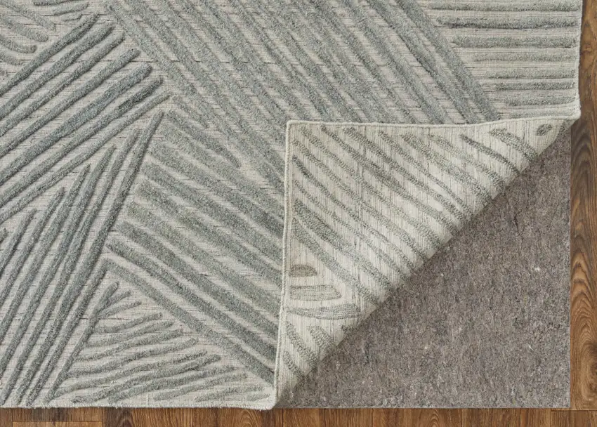 Green and Ivory Abstract Hand Woven Area Rug Photo 8