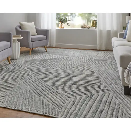 Green and Ivory Abstract Hand Woven Area Rug Photo 9