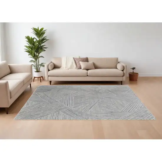 Green and Ivory Abstract Hand Woven Area Rug Photo 1