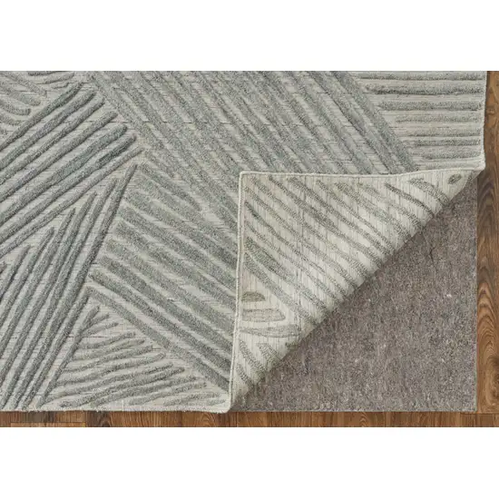 Green and Ivory Abstract Hand Woven Area Rug Photo 7