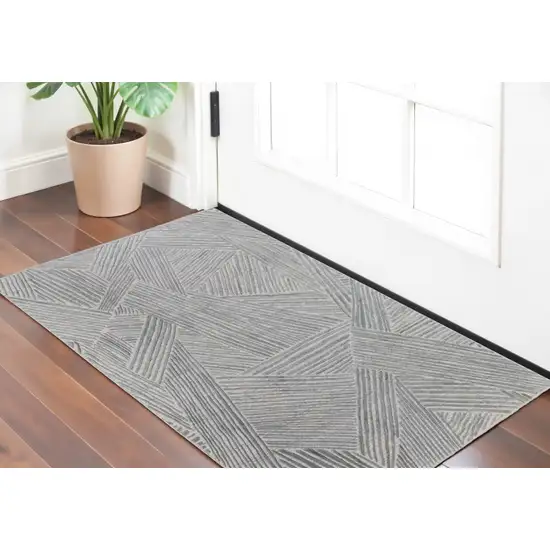 Green and Ivory Abstract Hand Woven Area Rug Photo 1