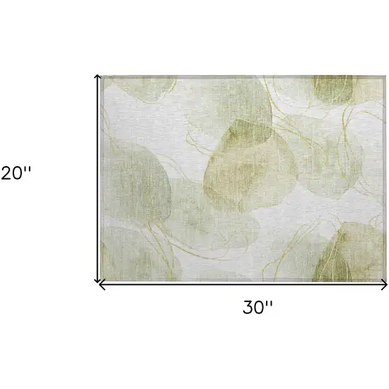 Green and Ivory Abstract Washable Non Skid Indoor Outdoor Area Rug Photo 3
