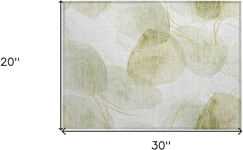 Green and Ivory Abstract Washable Non Skid Indoor Outdoor Area Rug Photo 3