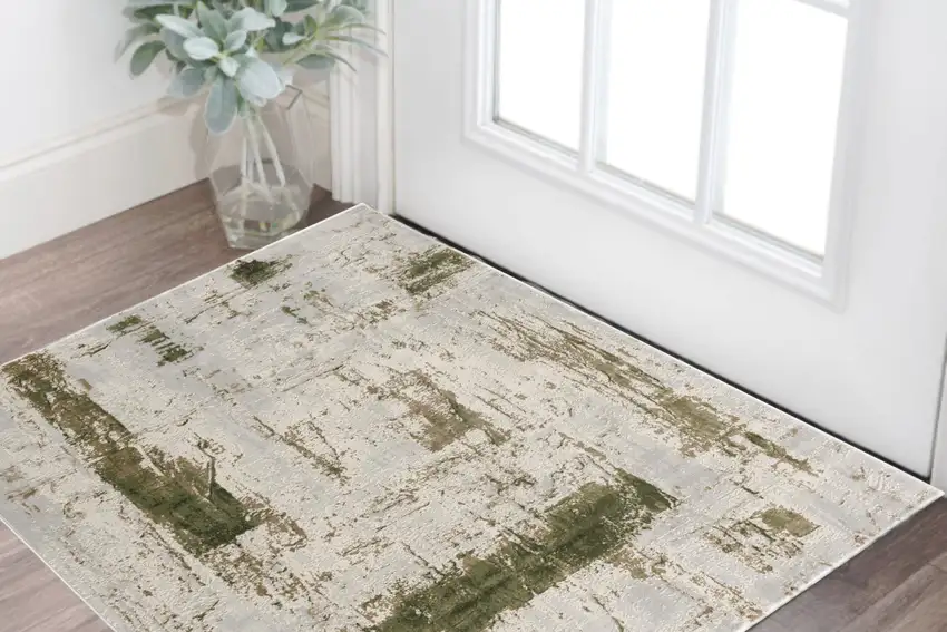 Green Abstract Dhurrie Area Rug Photo 1