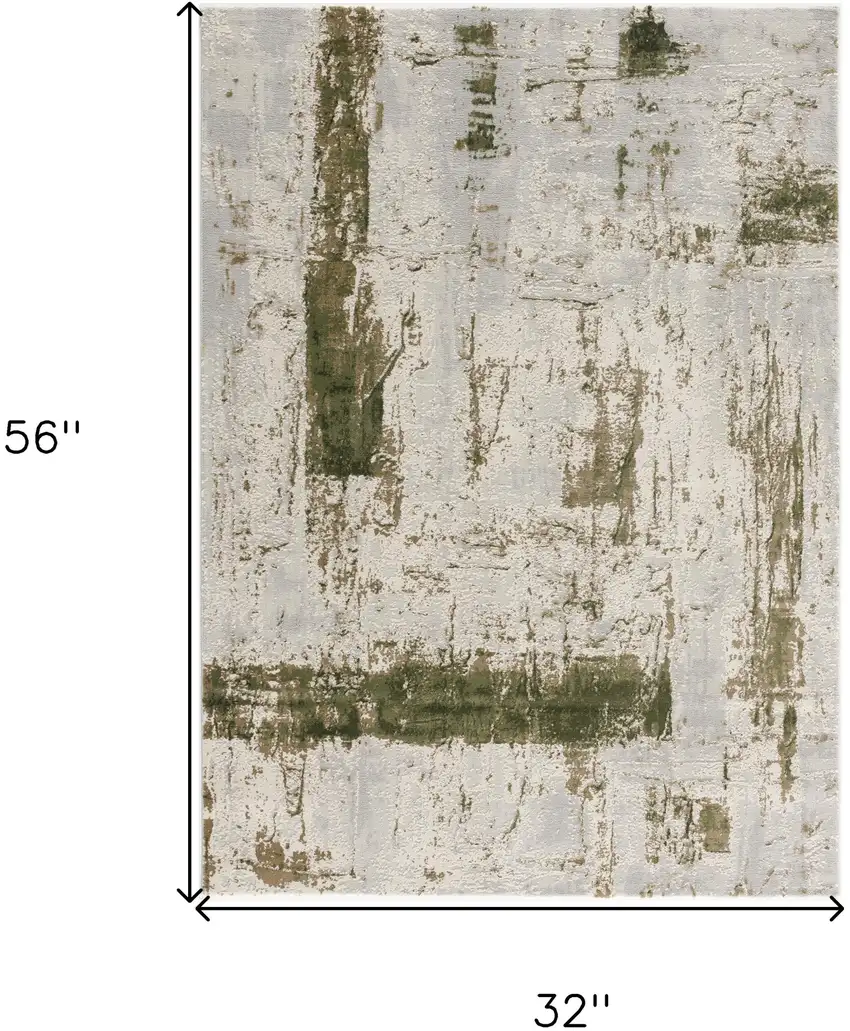 Green Abstract Dhurrie Area Rug Photo 9