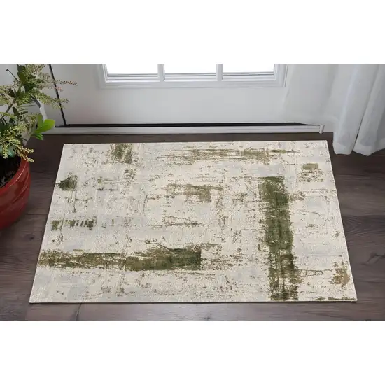 Green Abstract Dhurrie Area Rug Photo 1