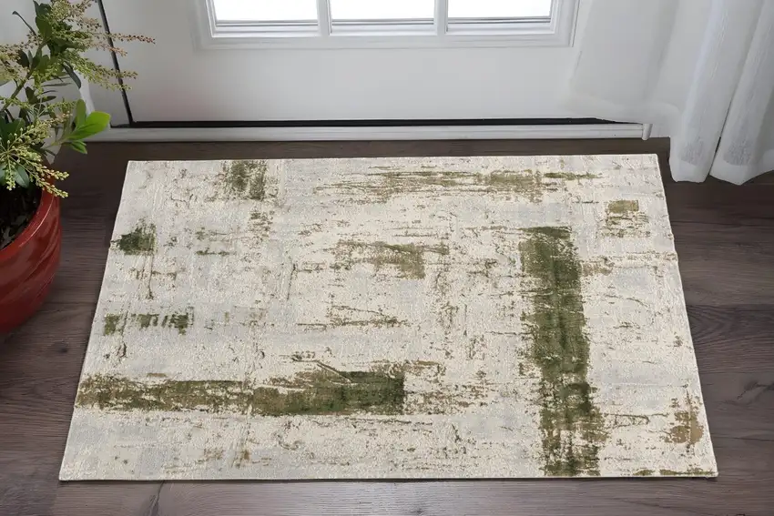 Green Abstract Dhurrie Area Rug Photo 1