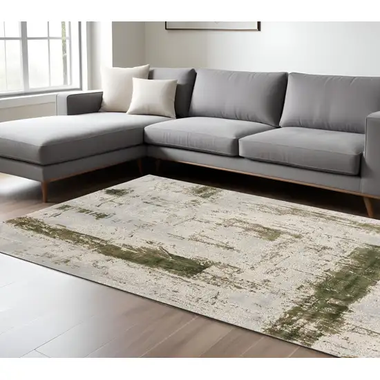 Green Abstract Dhurrie Area Rug Photo 2